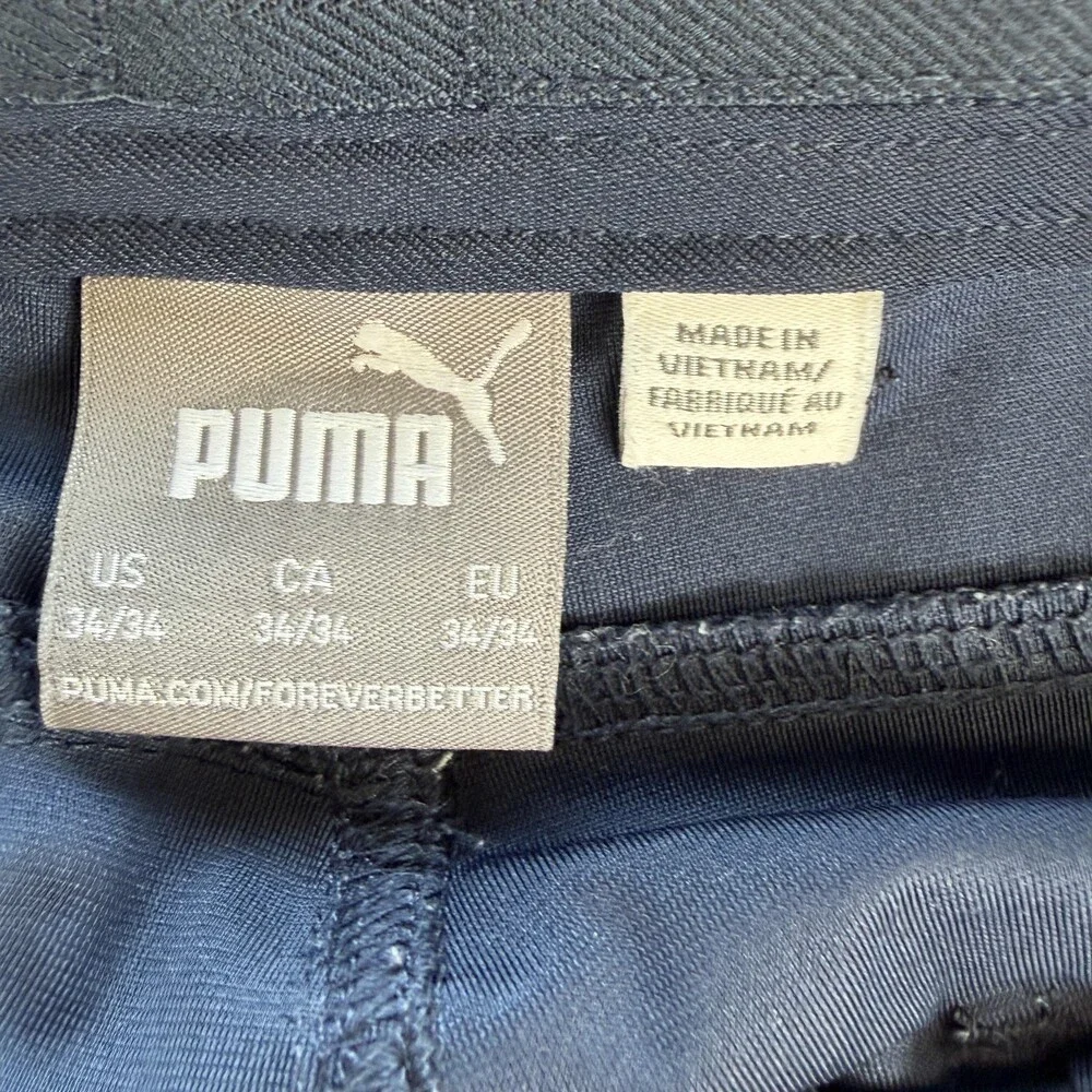 Puma Pants Mens FITS 34x33 Blue Stretch Khakis Golf 5 Pocket Performance Casual